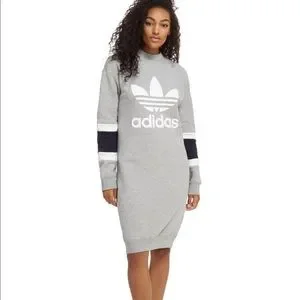 adidas Dresses Adidas Greywhitenavy Sweater Dress Poshmark